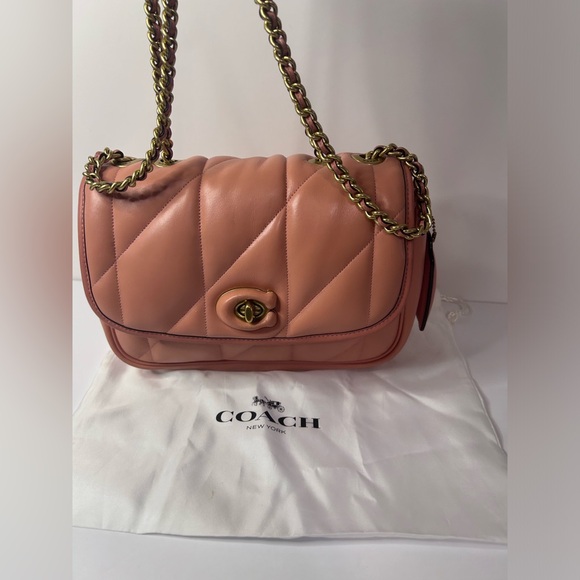 Coach Pillow Madison Shoulder Bag With Quilting C8560 Nappa Leather In Coral EUC - Picture 3 of 16